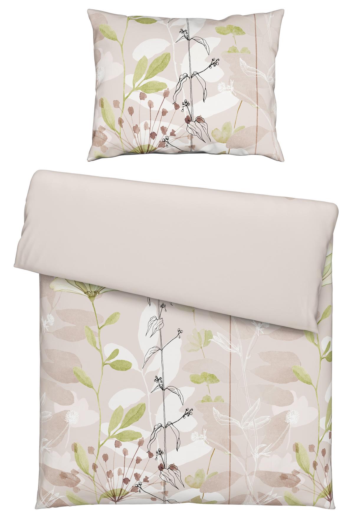 Posteľná bielizeň Loala, 70/90 140/200cm - zelená/béžová, Romantik / Landhaus, textil (140/200cm) - Mömax