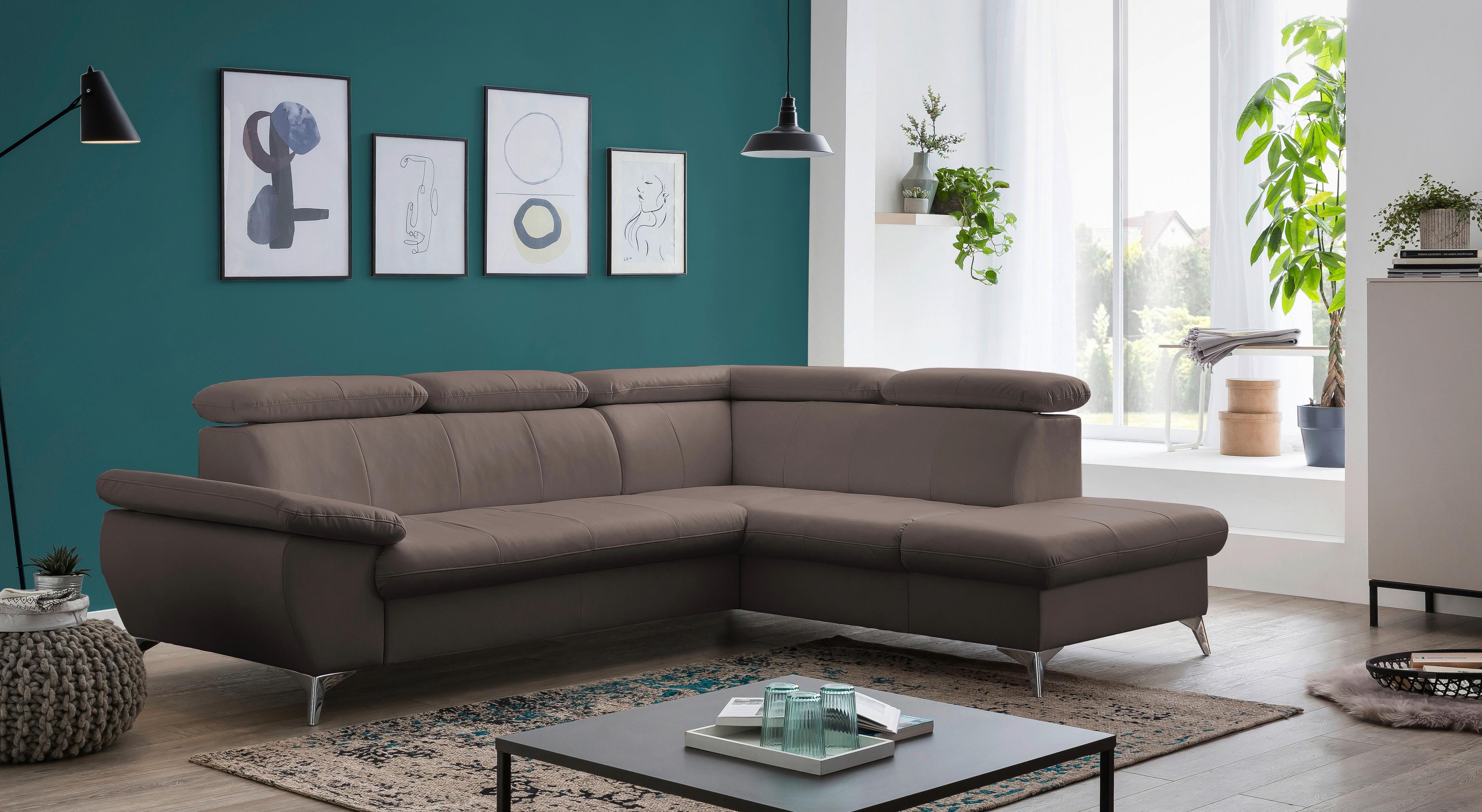 Ecksofa Mit Schlaffunktion Und Bettkasten Gisele Braun - Chromfarben/Braun, KONVENTIONELL, Textil (256/209cm) - Livetastic