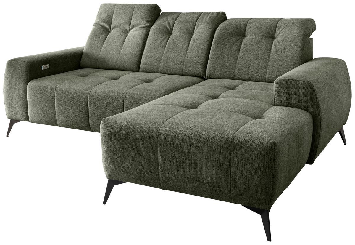 Ecksofa Sano, Grün S: 258x180 cm - Schwarz/Grün, MODERN, Textil (258/180cm) - Livetastic