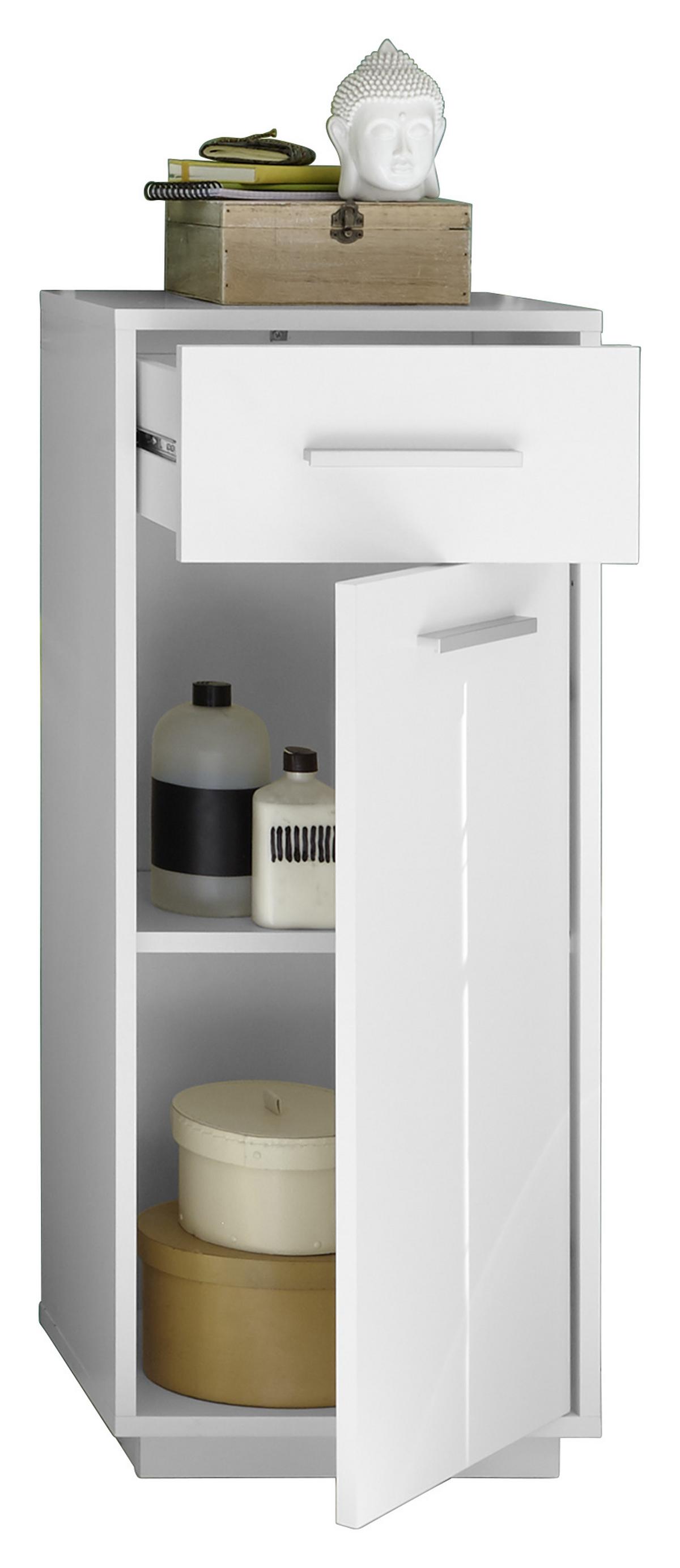 Spodní skřiňka MILANO - bílá/barvy hliníku, Design, kompozitní dřevo/plast (38/92/30cm) - MID.YOU