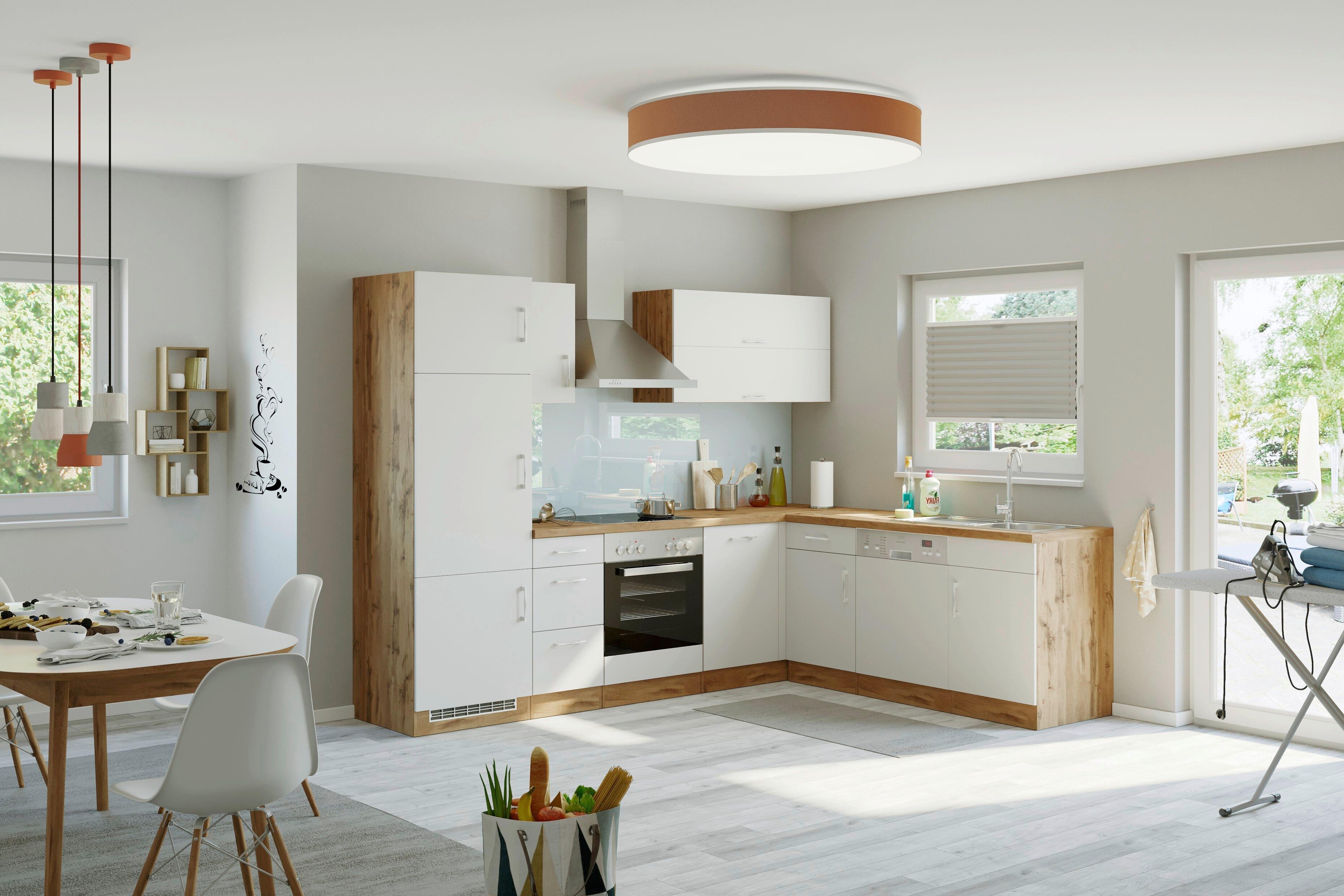 Eckküche Winkelblock B: 270/210 Cm Weiß - Eiche Wotan/Weiß, MODERN, Holzwerkstoff (210/270cm) - Held