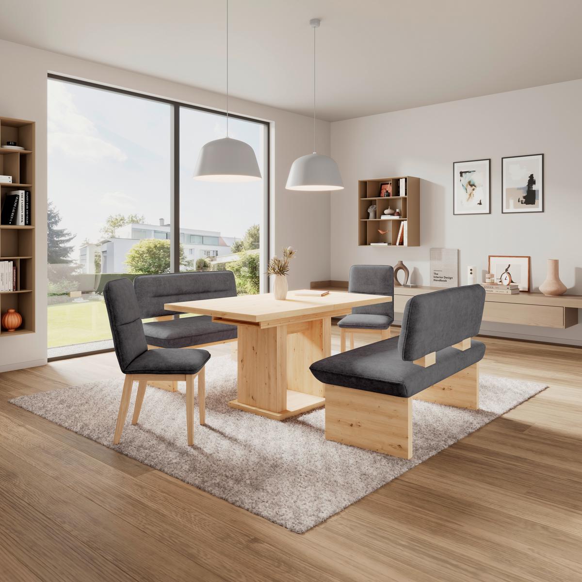 SITZBANK BELUNA II - Eichefarben/Schwarz, KONVENTIONELL, Holzwerkstoff/Textil (120/87/67cm) - James Wood
