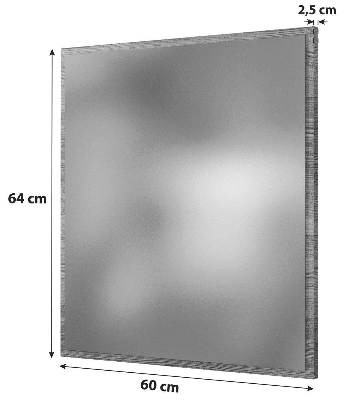 Badspiegel Arezzo Bxh 60x64 Cm Rahmen Graphit Dekor - Silbereichenfarben, Basics, Glas/Holzwerkstoff (60/64/2,5cm) - Held