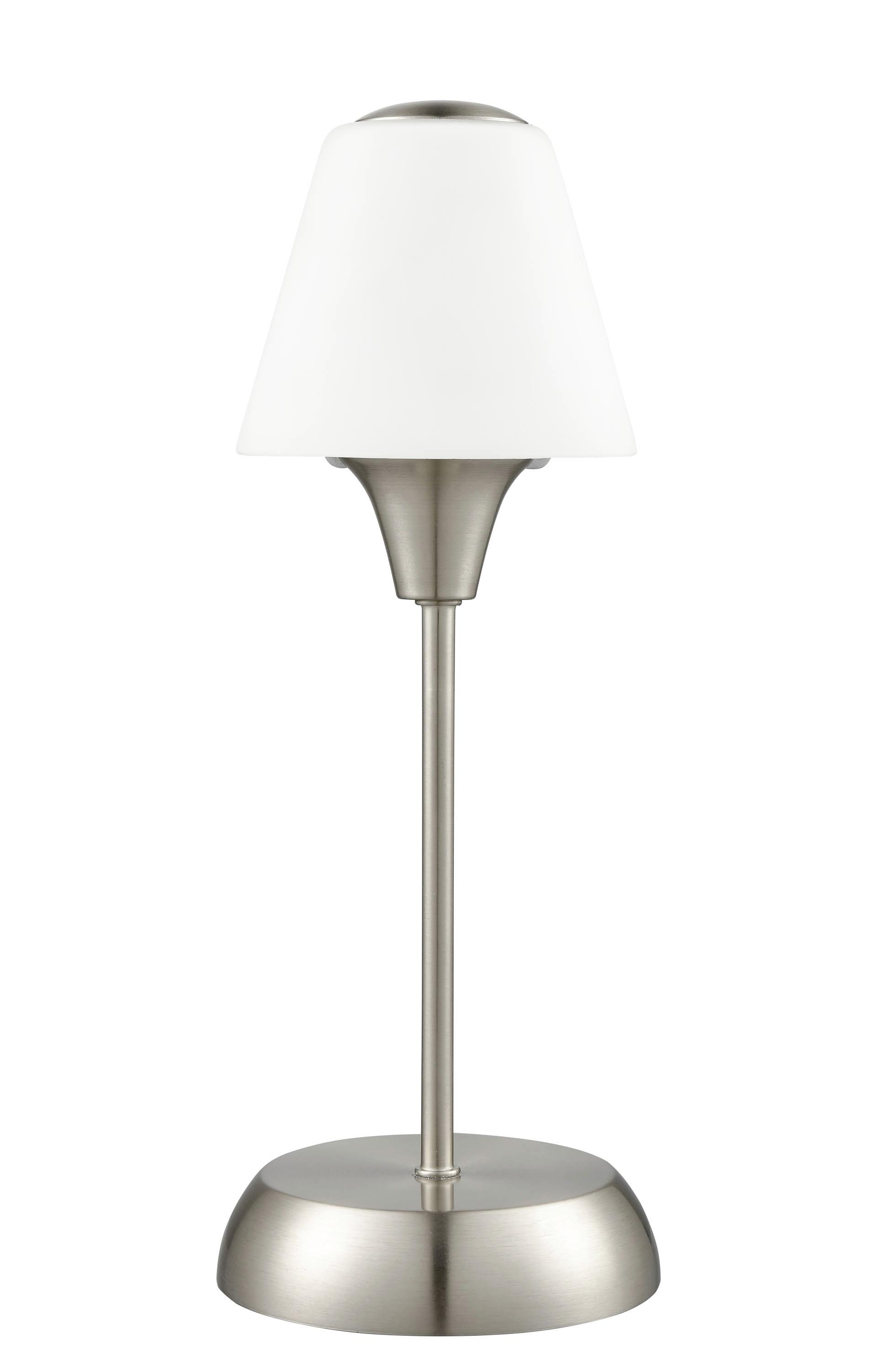Tischlampe Elena Nickelfarben/ Milchglas mit Touchfunktion - Weiß/Nickelfarben, ROMANTIK / LANDHAUS, Glas/Metall (13/34cm) - James Wood