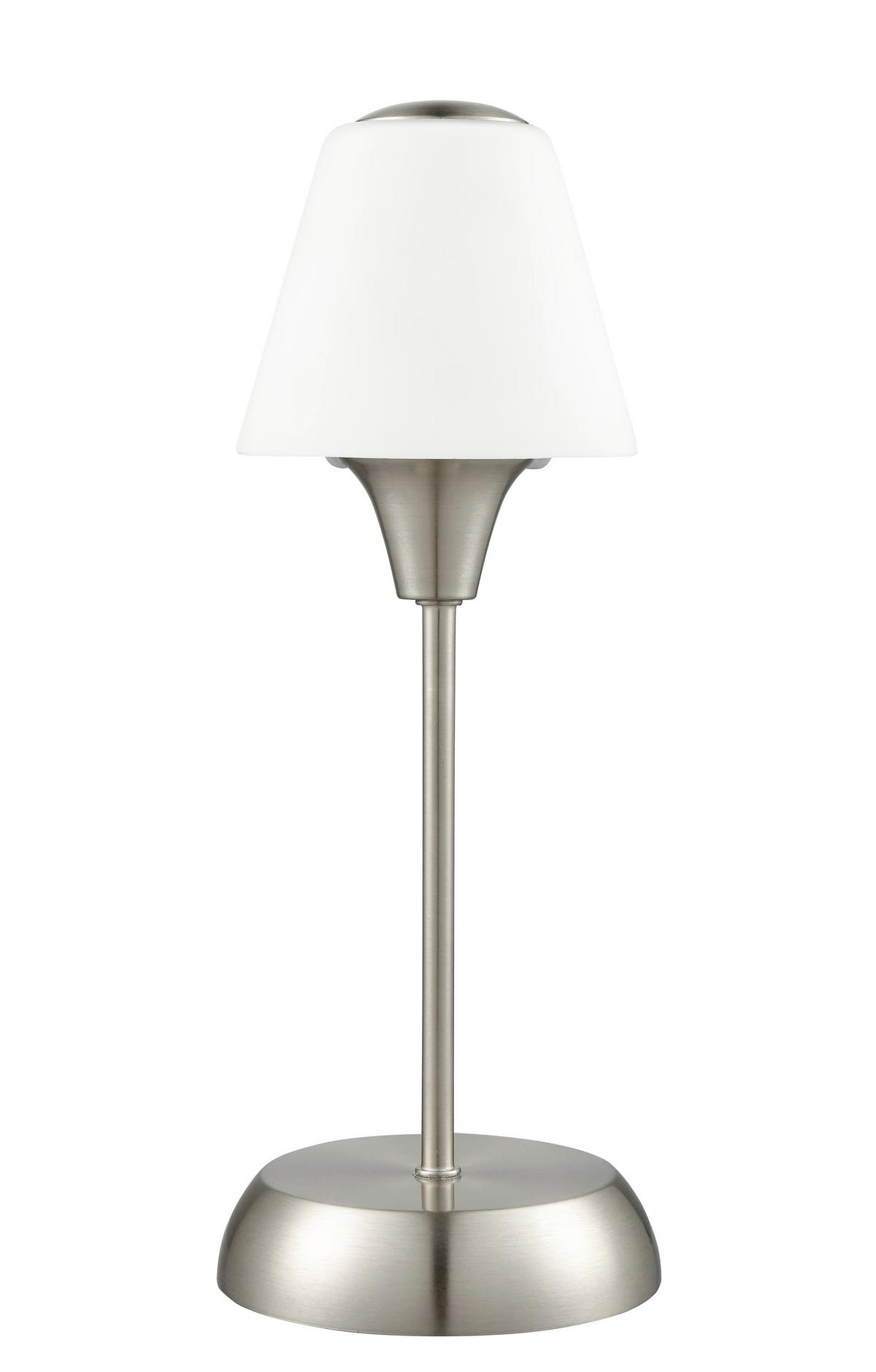 Tischlampe Elena Nickelfarben/ Milchglas Mit Touchfunktion - Weiß/Nickelfarben, ROMANTIK / LANDHAUS, Glas/Metall (13/34cm) - James Wood