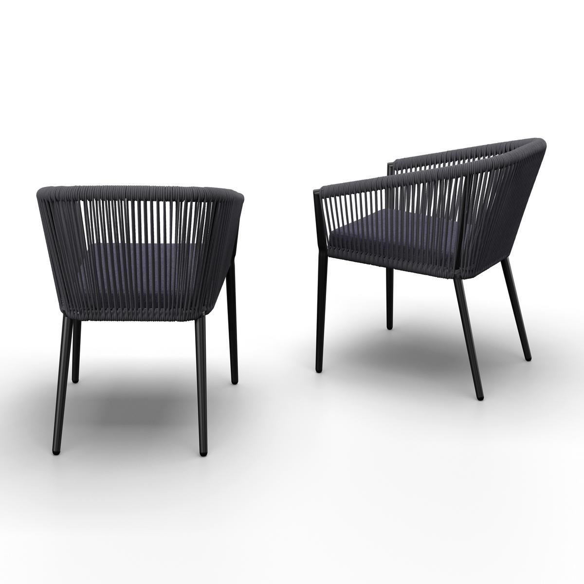 SADA ZAHRADNÍCH KŘESEL BENICIA - modrá/černá, Moderní, kov/textil (55/76/63cm) - Bessagi Garden