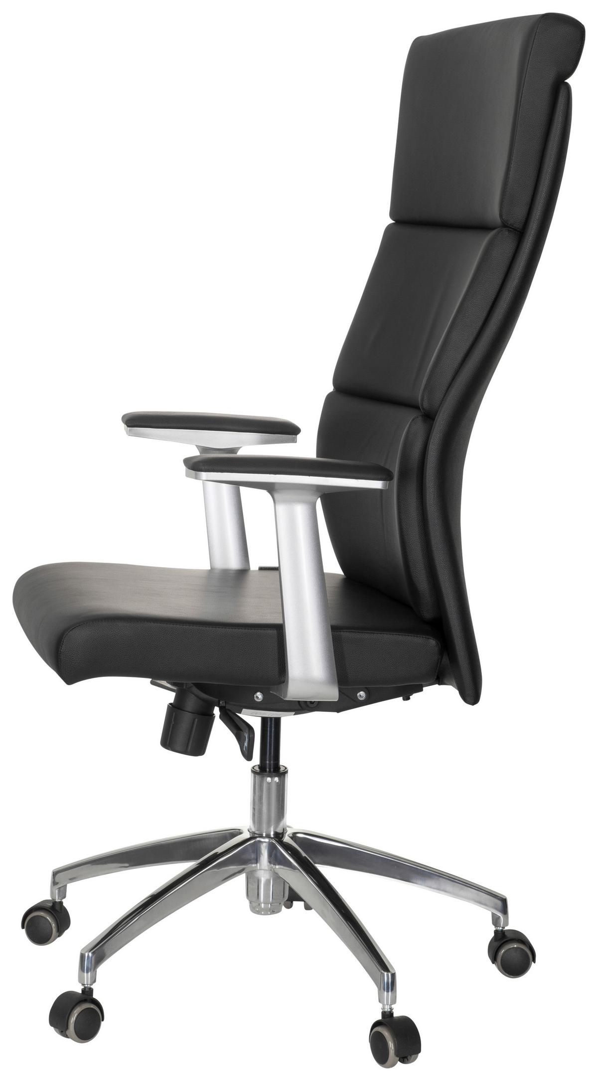 Drehstuhl Monza 20 Schwarz - Silberfarben/Schwarz, MODERN, Leder/Kunststoff (60/131/52cm) - MID.YOU