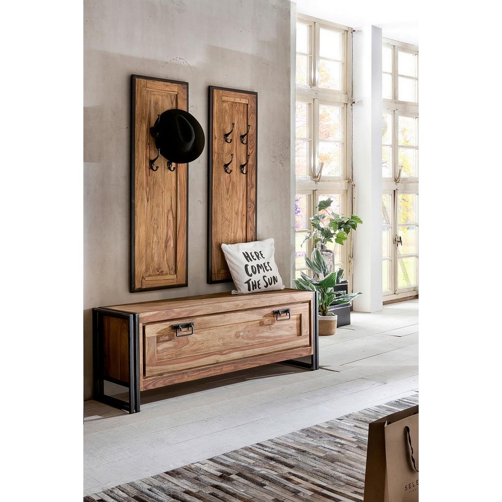 Garderobe Dielen Naturfarben/Schwarz B: 130cm
