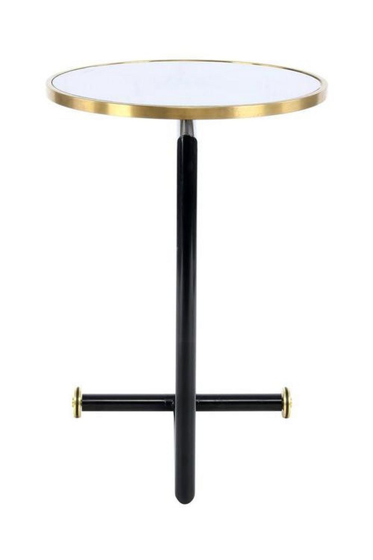Beistelltisch Rund Servant Weiß/Goldfarben - Goldfarben/Schwarz, Basics, Glas/Metall (46/46/62cm) - Kayoom