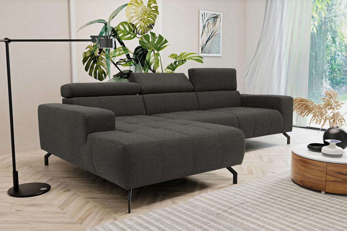 Ecksofa Kopfteil Verstellbar Cunelli Schwarz/braun - Schwarz/Braun, Design, Textil (175/292cm) - MID.YOU