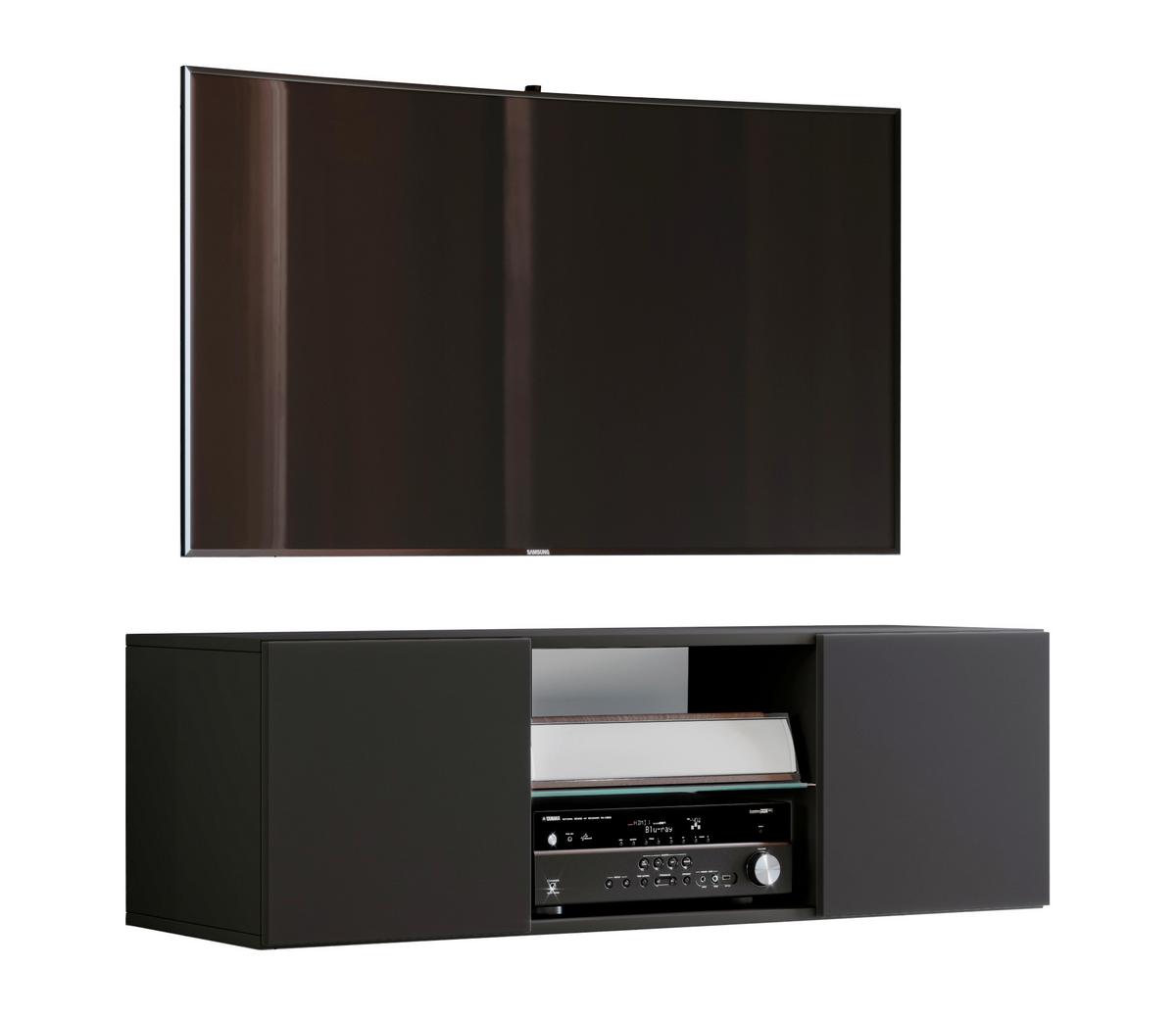 Lowboard Jusa 115 Schwarz B: 115 Cm - Schwarz, MODERN, Glas/Holzwerkstoff (115/40/36cm) - MID.YOU