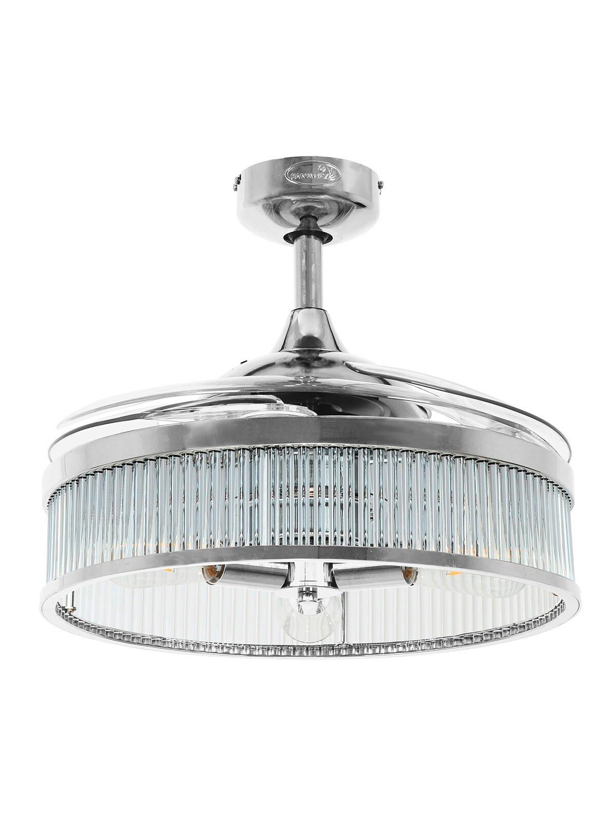 Deckenventilator Fanaway Chrom 4-Flügel, LED-Leuchte - Chromfarben/Transparent, Design, Kunststoff/Metall (122/40cm) - P & B