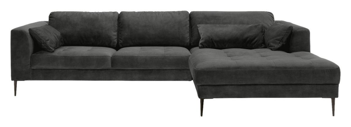 Ecksofa Luzi - Anthrazit/Schwarz, MODERN, Textil (280/168cm) - Trendmanufaktur