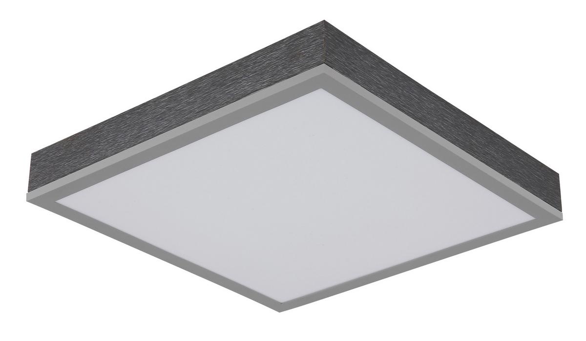 LED-Deckenleuchte Doro L: 30cm Silberfarben Weiß Dunkelgrau - Dunkelgrau/Silberfarben, KONVENTIONELL, Kunststoff/Metall (30/30/6cm) - Globo