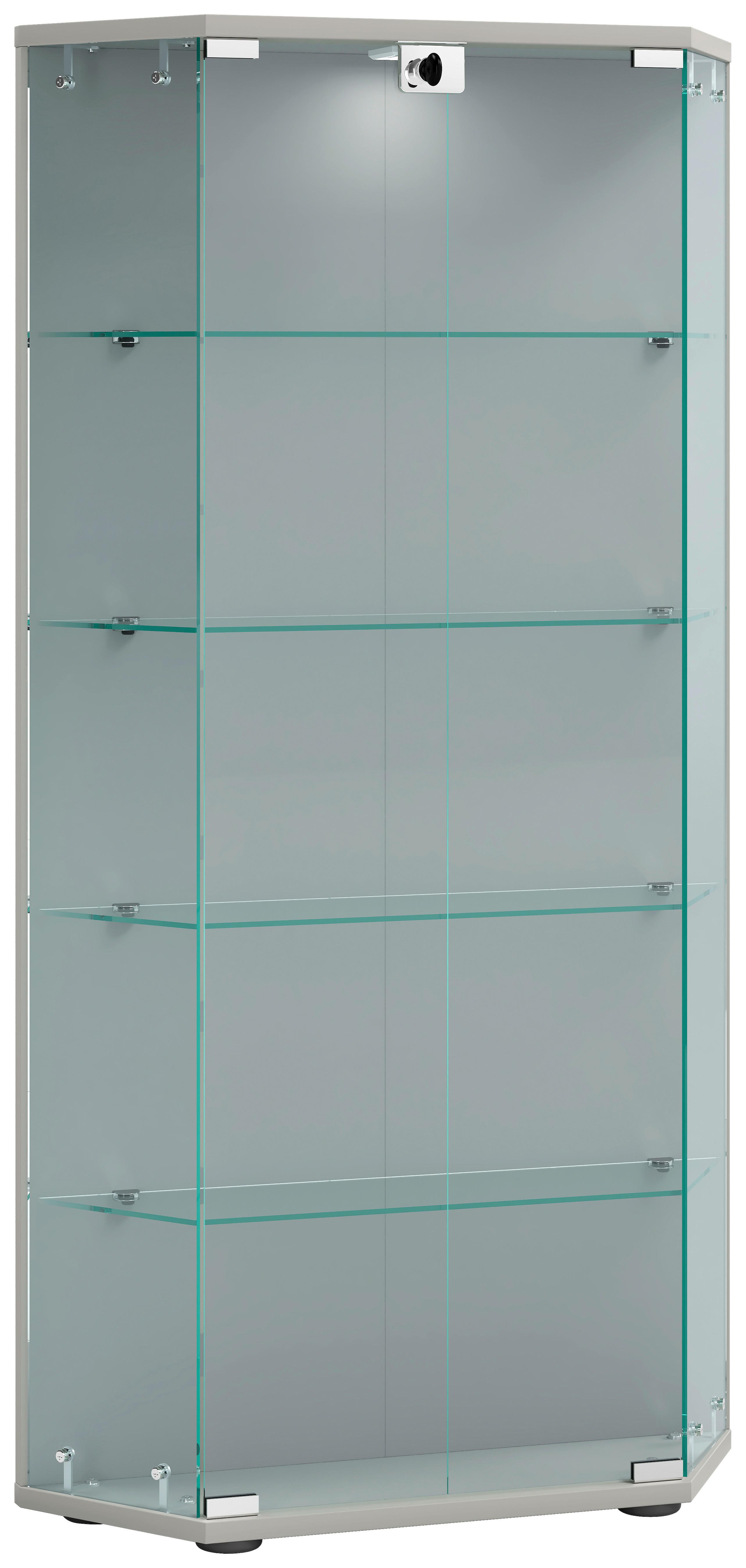 Vitrine Cenila Silberfarben B: 83 cm - Transparent/Silberfarben, Design, Glas/Holzwerkstoff (83/114/17cm) - MID.YOU