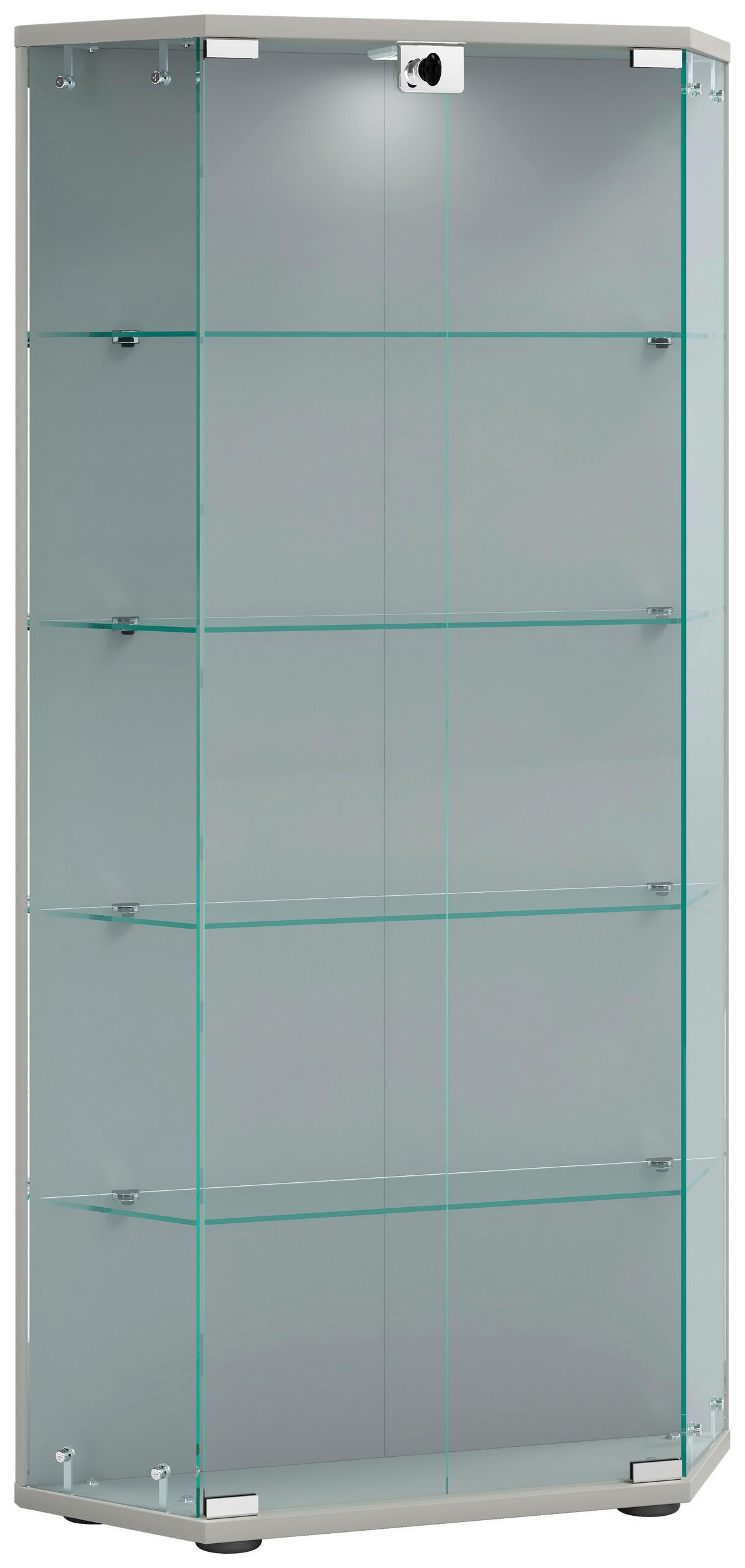 Vitrine Cenila Silberfarben B: 83 cm - Transparent/Silberfarben, Design, Glas/Holzwerkstoff (83/114/17cm) - MID.YOU