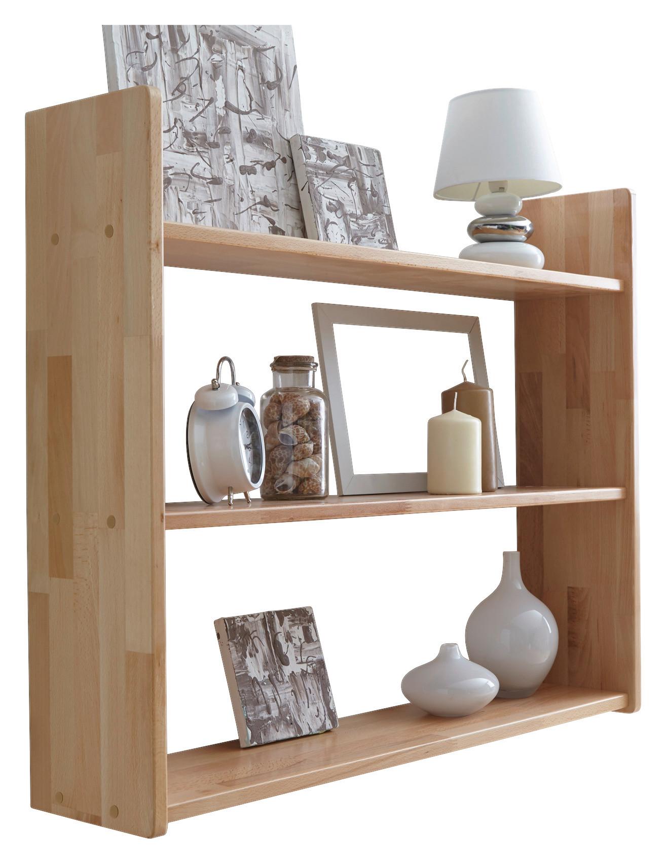 Nástěnný regál SIMONE přírodní - barvy buku, Basics, dřevo (90/74/20cm) - MID.YOU