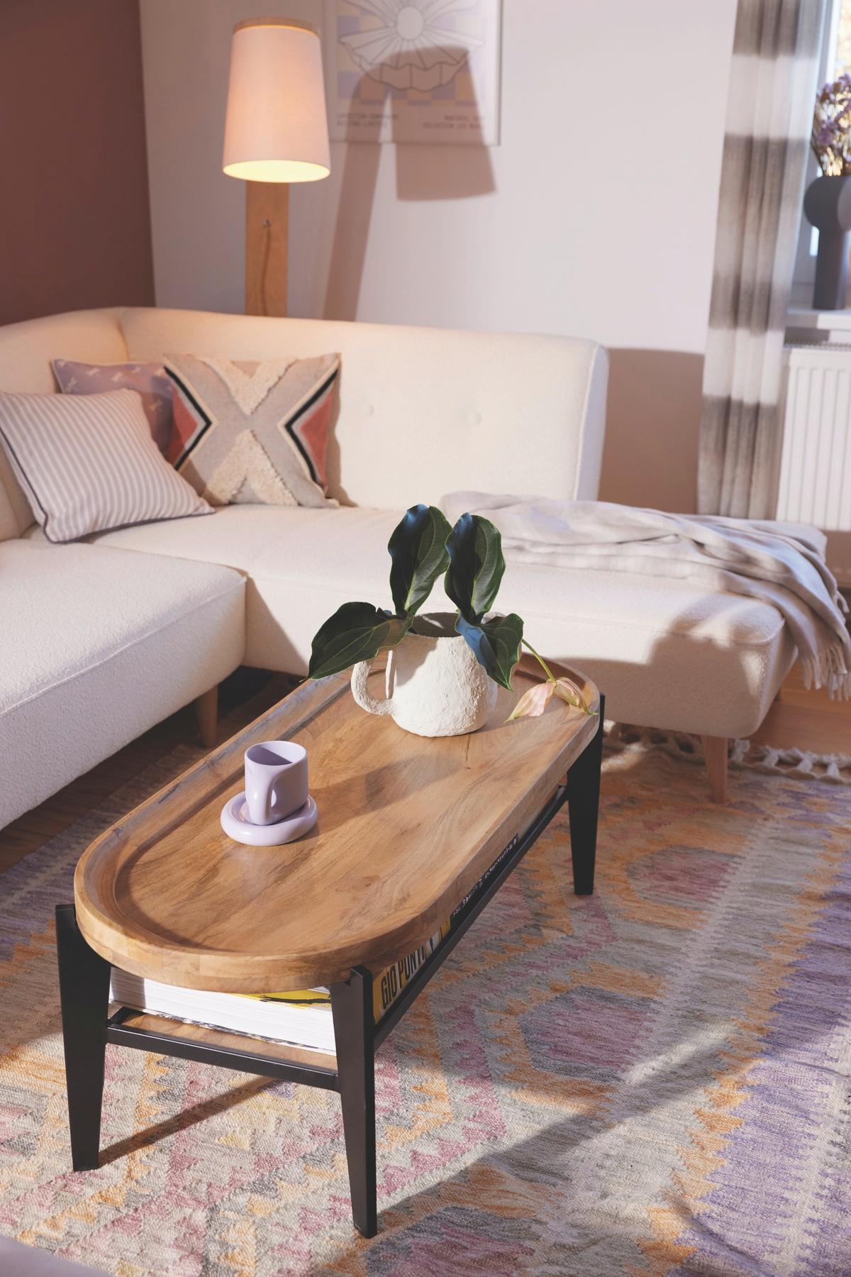 COUCHTISCH Mangoholz B: 120cm - Schwarz/Naturfarben, Design, Holz/Metall (120/50/40cm) - MID.YOU