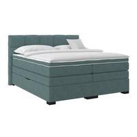 Boxspringbett mit Topper 160x200 April - Jadegrün/Schwarz, MODERN, Textil (160/200cm)