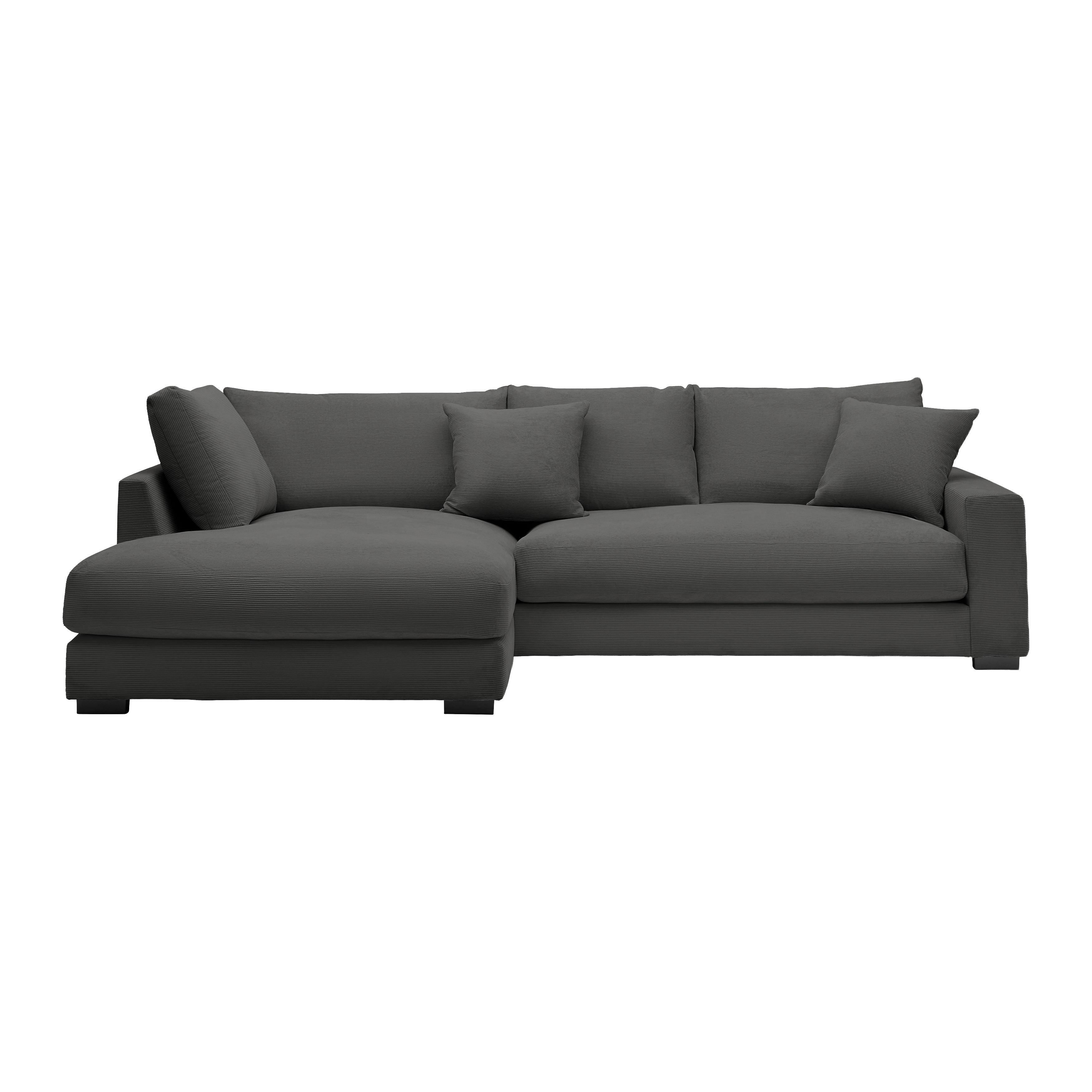 Rohová sedačka PEDRO, levá, antracitová - černá/antracitová, Moderní, textil/plast (190/300cm) - Mömax