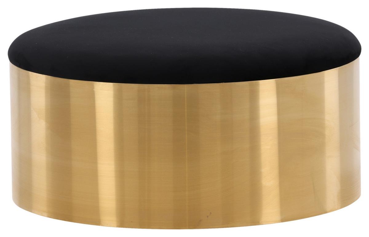 Hocker Puff - Goldfarben/Schwarz, Design, Textil/Metall (45/46/45cm) - Livetastic