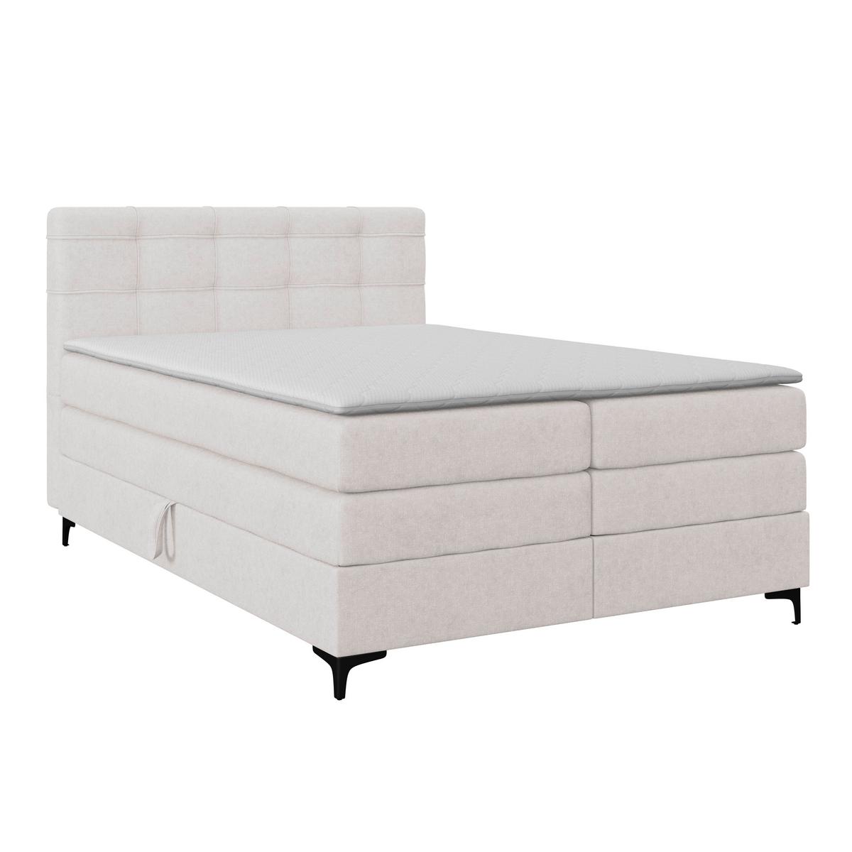 Boxspringbett MITTO Champagner 140x200 cm - Champagner/Schwarz, KONVENTIONELL, Textil/Metall (140/200cm)