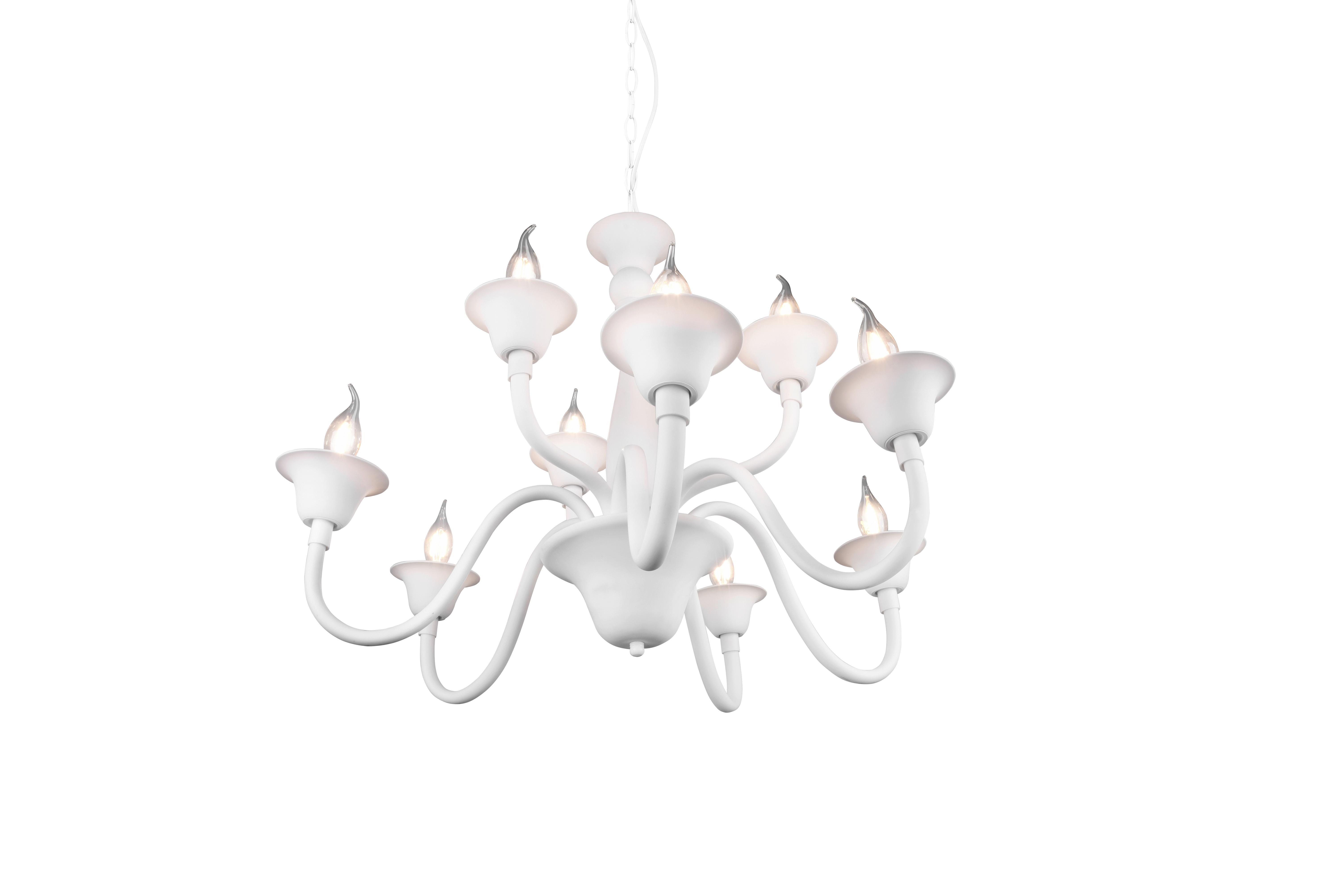 Kronleuchter Elsa 9xe14 Weiß Kunststoff - Weiß, ROMANTIK / LANDHAUS, Kunststoff/Metall (72/150cm) - Trio Leuchten