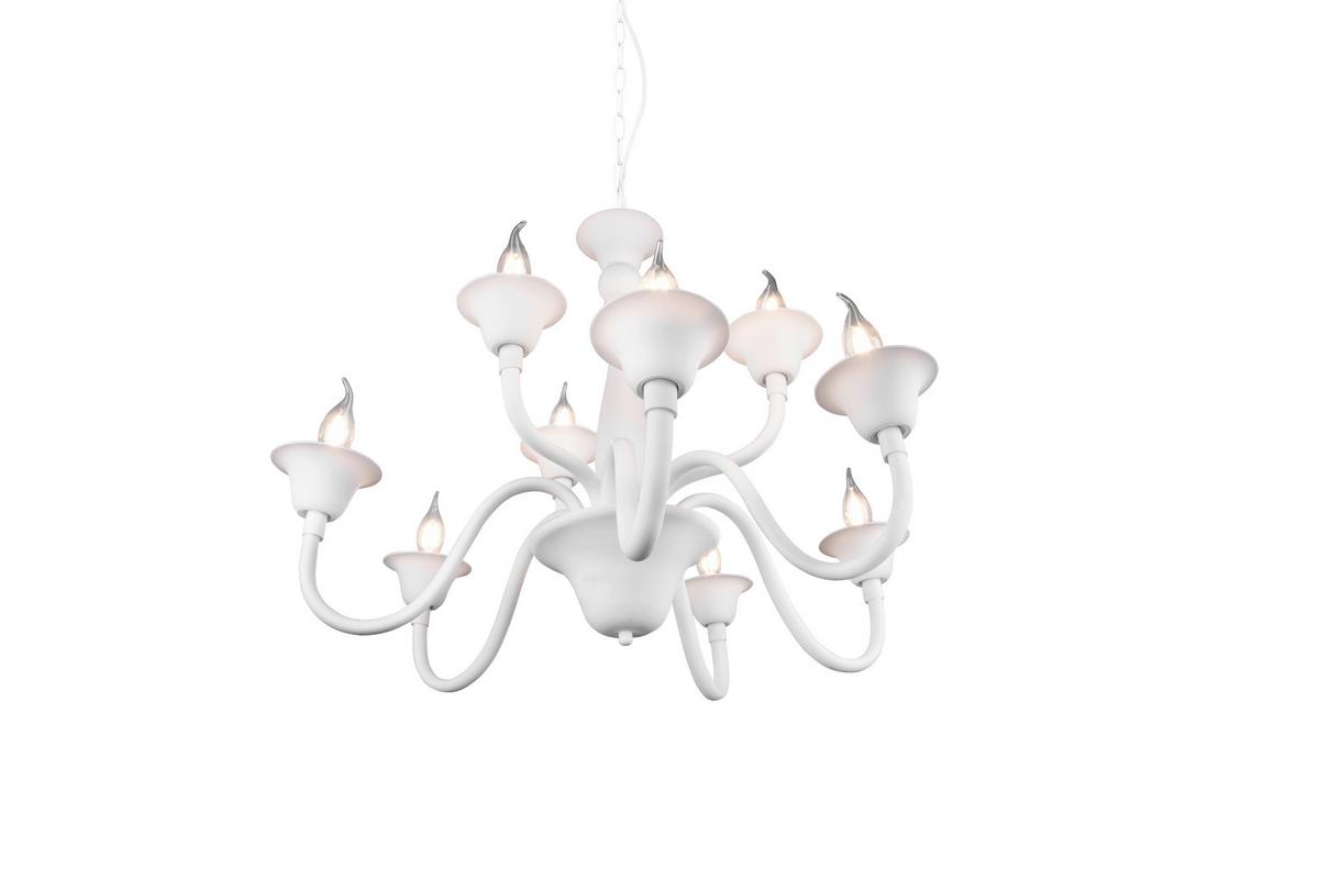 Kronleuchter Elsa 9xe14 Weiß Kunststoff - Weiß, ROMANTIK / LANDHAUS, Kunststoff/Metall (72/150cm) - Trio Leuchten