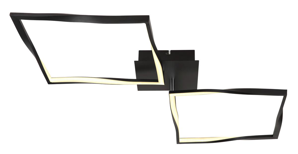 Led-deckenleuchte 67213d - Opal/Schwarz, Basics, Kunststoff/Metall (86,5/40/8,8cm) - Globo