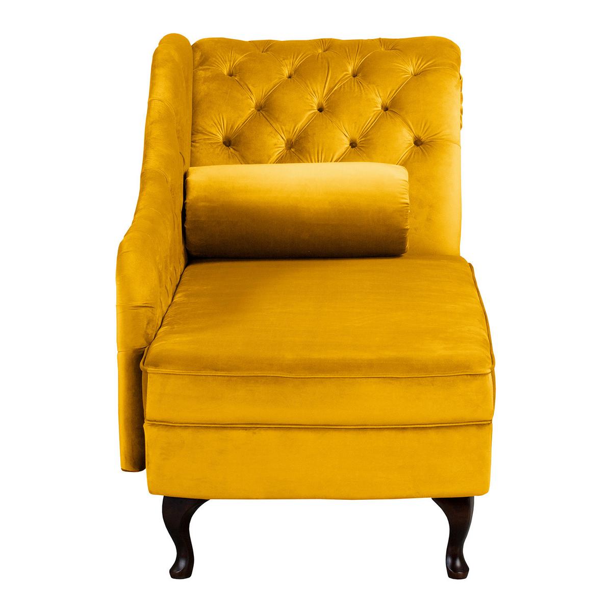 Récamiere Pako Senfgelb B: 185cm - Senfgelb/Braun, Design, Textil (185/93/75cm) - Livetastic