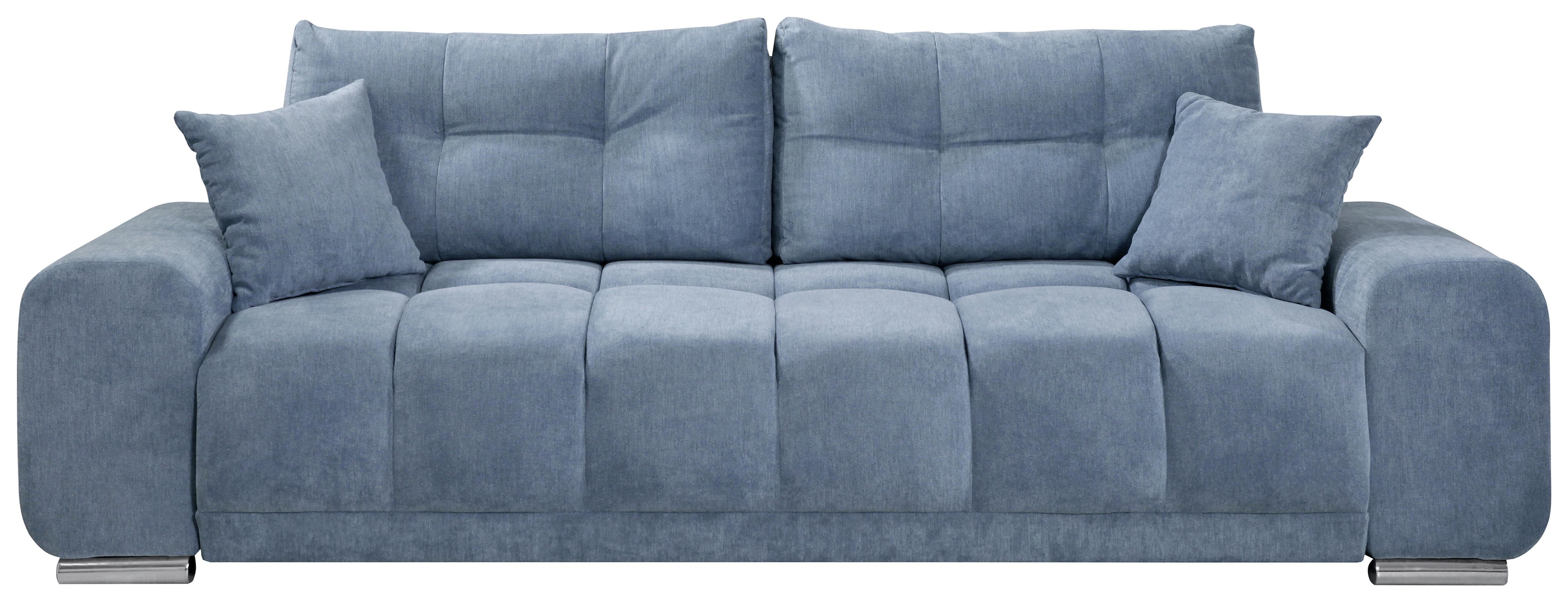 Dreisitzer-Sofa Paco - Blau/Silberfarben, MODERN, Holzwerkstoff/Textil (260/95/90cm) - MID.YOU