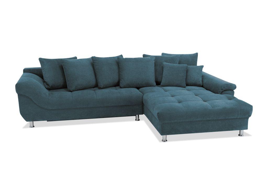 Rohová sedačka ERICE, pravá tyrkysová - chrómová/tyrkysová, Design, textil/plast (312/198cm)