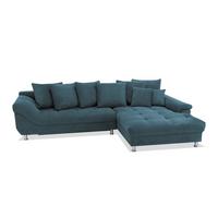 Rohová sedačka ERICE, pravá petrolejová - petrolejová/chrómová, Design, textil/plast (312/198cm)