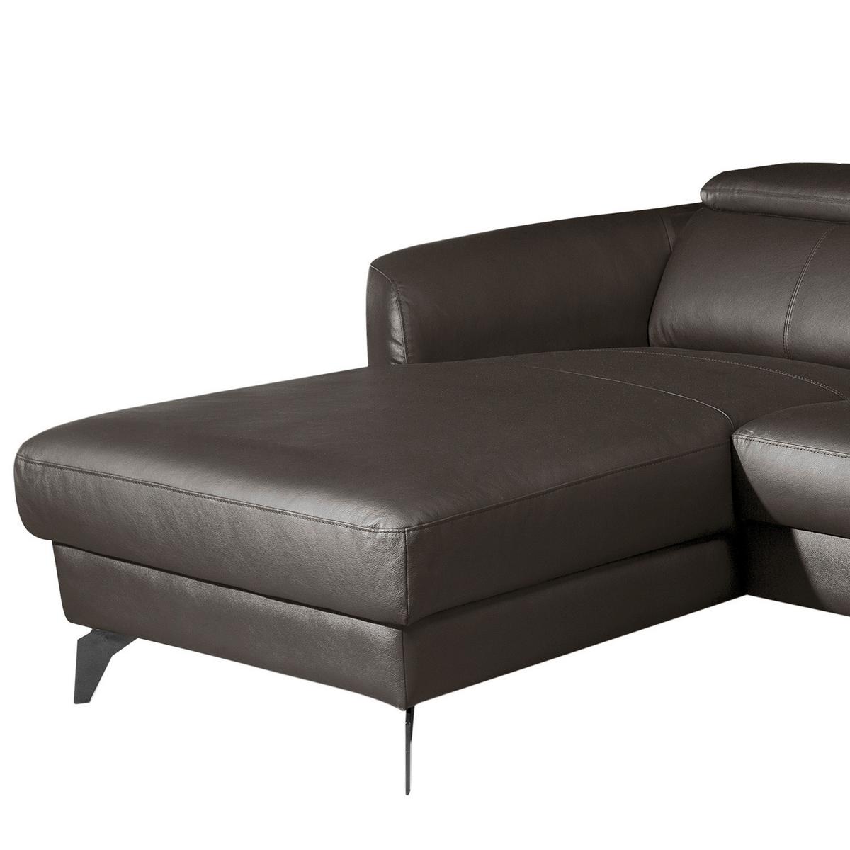 Ecksofa Berne Dunkelbraun S: 183x261 Cm - Dunkelbraun/Schwarz, Design, Leder/Textil (183/261cm) - Livetastic
