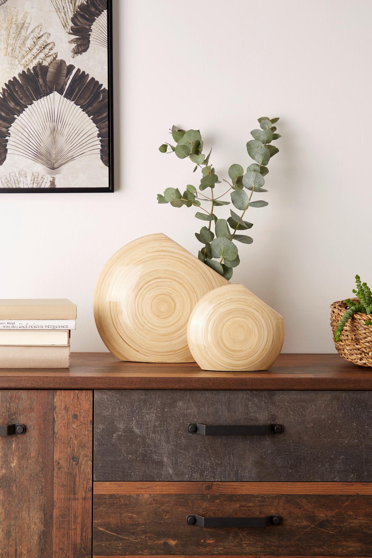 Vase Carlota Oval Bambus Naturfarben H: 17 cm - Naturfarben, MODERN, Naturmaterialien (20/17cm) - James Wood