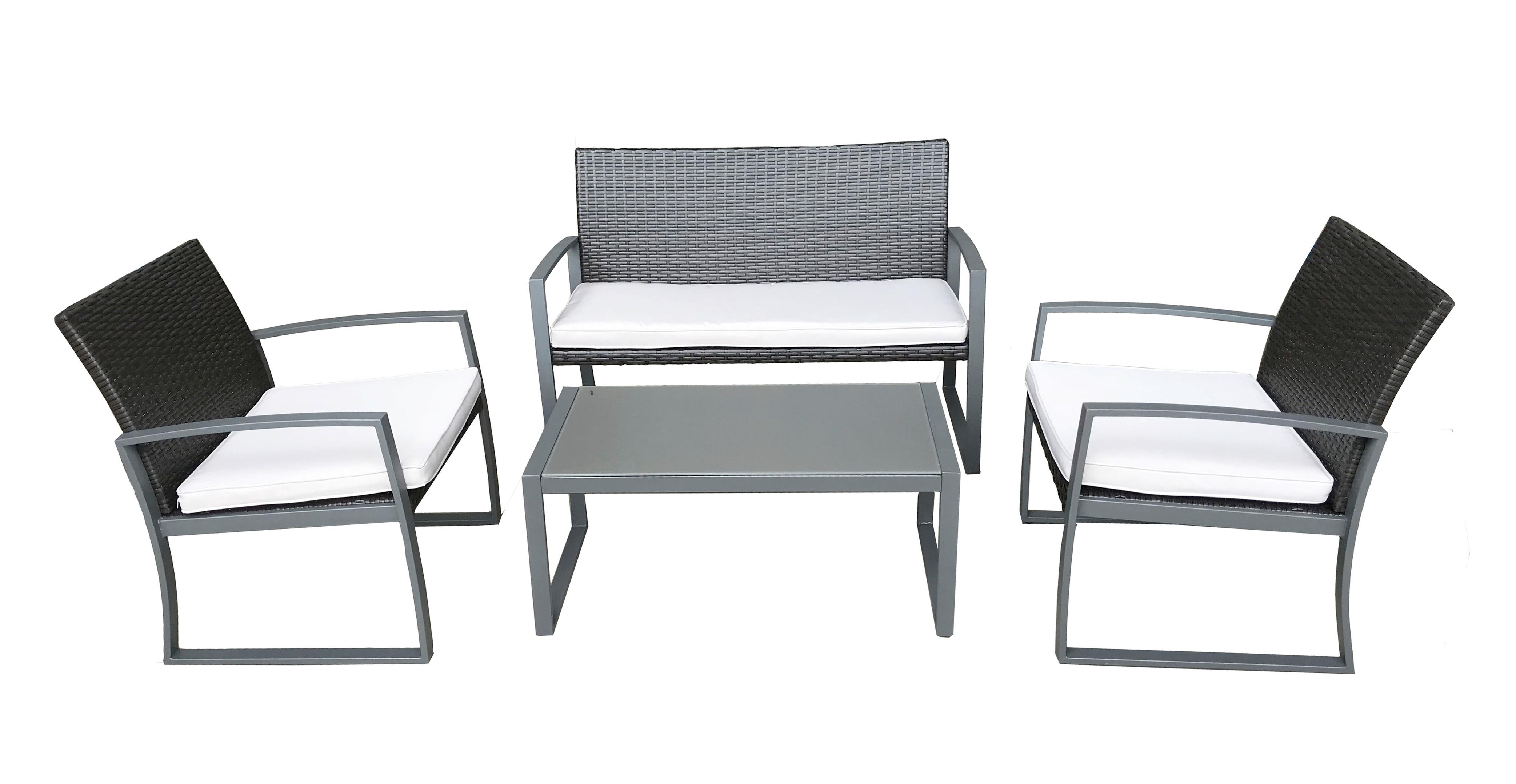 Gartenset Garda - Weiß/Grau, Basics, Kunststoff/Textil - Gardenson