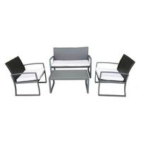 Gartenset Garda - Weiß/Grau, Basics, Kunststoff/Textil - Gardenson