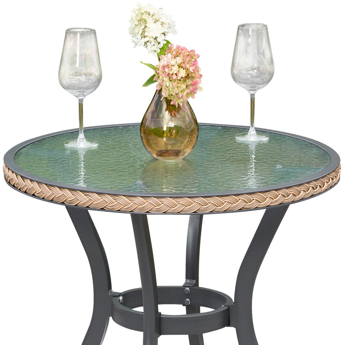 Gartenmöbel Set 3-Tlg. Ravenna Metall/Kunststoffgeflecht - Graphitfarben/Naturfarben, ROMANTIK / LANDHAUS, Kunststoff/Metall - Gardenson