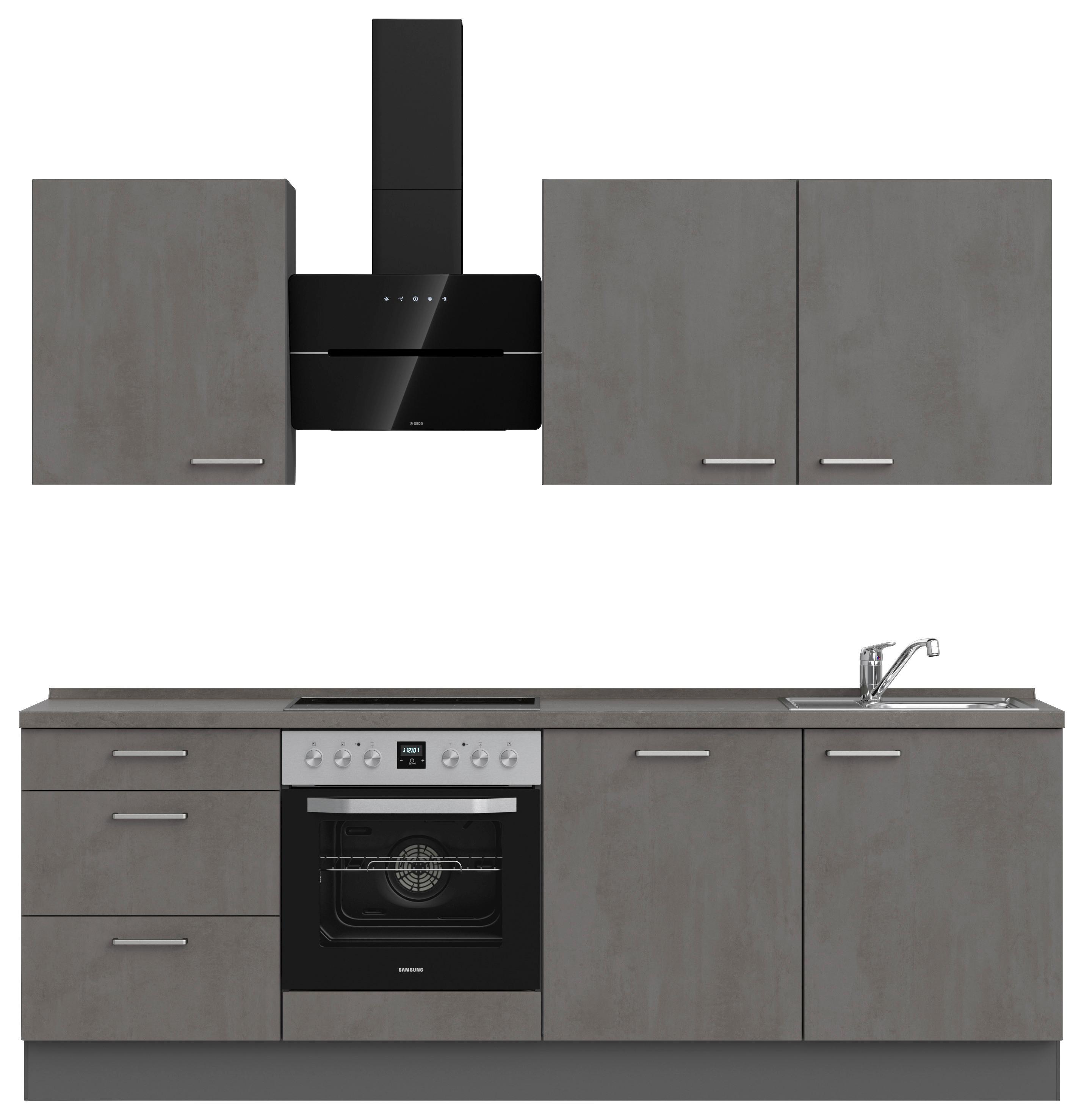 Kuchynská linka 240 cm, bridl.šedý betón/bridl.šedá - farba ušľachtilej ocele/bridlicová, Modern, kov/kompozitné drevo (240cm) - Nobilia