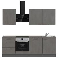 Kuchynská linka 240 cm, bridl.šedý betón/bridl.šedá - farba ušľachtilej ocele/bridlicová, Modern, kov/kompozitné drevo (240cm) - Nobilia