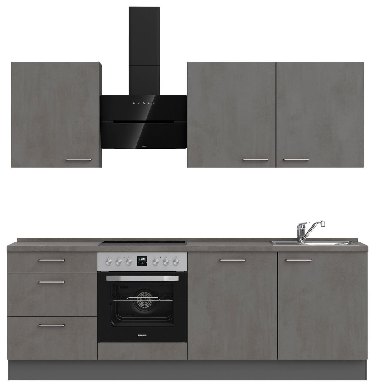 Kuchynská linka 240 cm, bridl.šedý betón/bridl.šedá - farba ušľachtilej ocele/bridlicová, Modern, kov/kompozitné drevo (240cm) - Nobilia