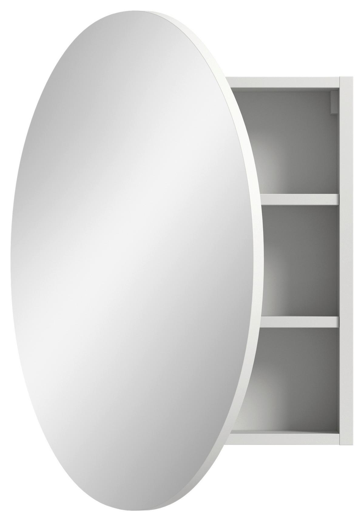 Spiegelschrank Riff Weiß B: 70 cm - Weiß, MODERN, Holzwerkstoff (70/70/18cm) - MID.YOU