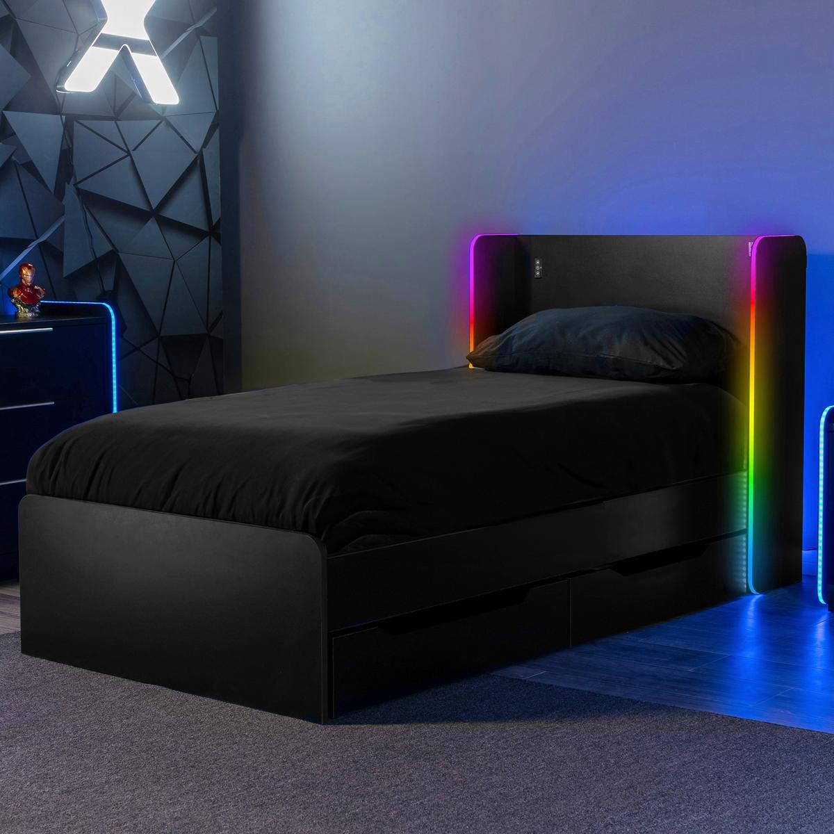 Bett Schwarz, Lf: 90x190 Cm - Schwarz, MODERN, Holzwerkstoff (90/190cm) - X Rocker