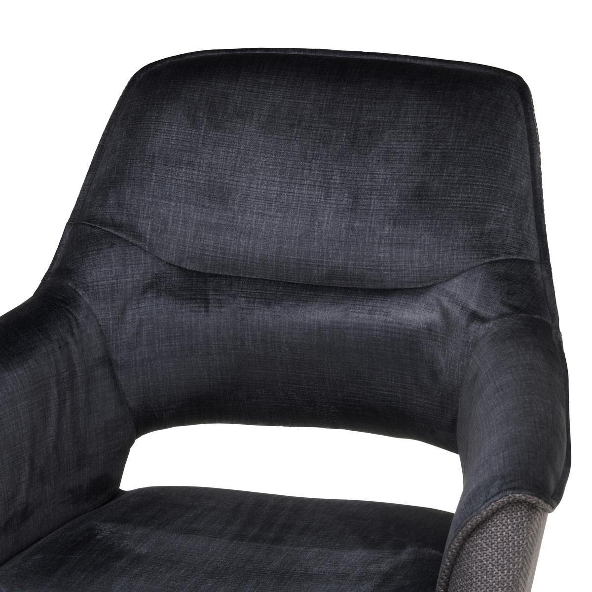 Armlehnstuhl Kiran Samt Dunkelgrau, B: 62 Cm - Dunkelgrau/Schwarz, KONVENTIONELL, Textil/Metall (62/86/64cm) - MID.YOU