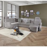 Wohnlandschaft mit Schlaffunktion Webstoff - Silberfarben, MODERN, Holz/Holzwerkstoff (228/310/160cm) - James Wood