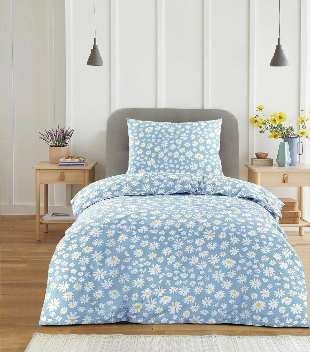 Ágyneműhuzat-garnitúra Daisy - pasztellkék/világossárga, Romantik / Landhaus, textil (140/200cm) - James Wood