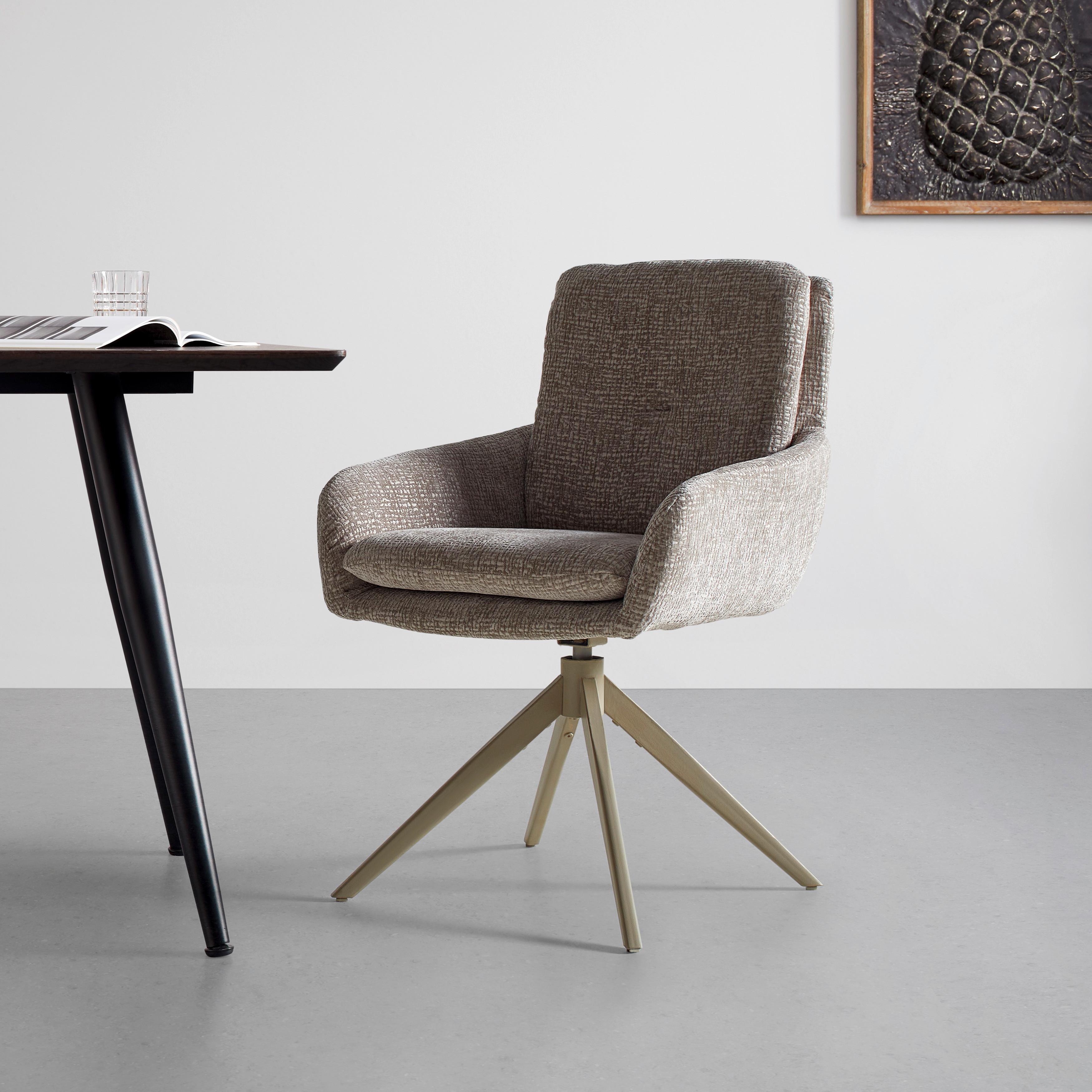 Židle s podrukami Lony, béžová, otočná - béžová, Moderní, kov/textil (60/89/69cm) - Mömax