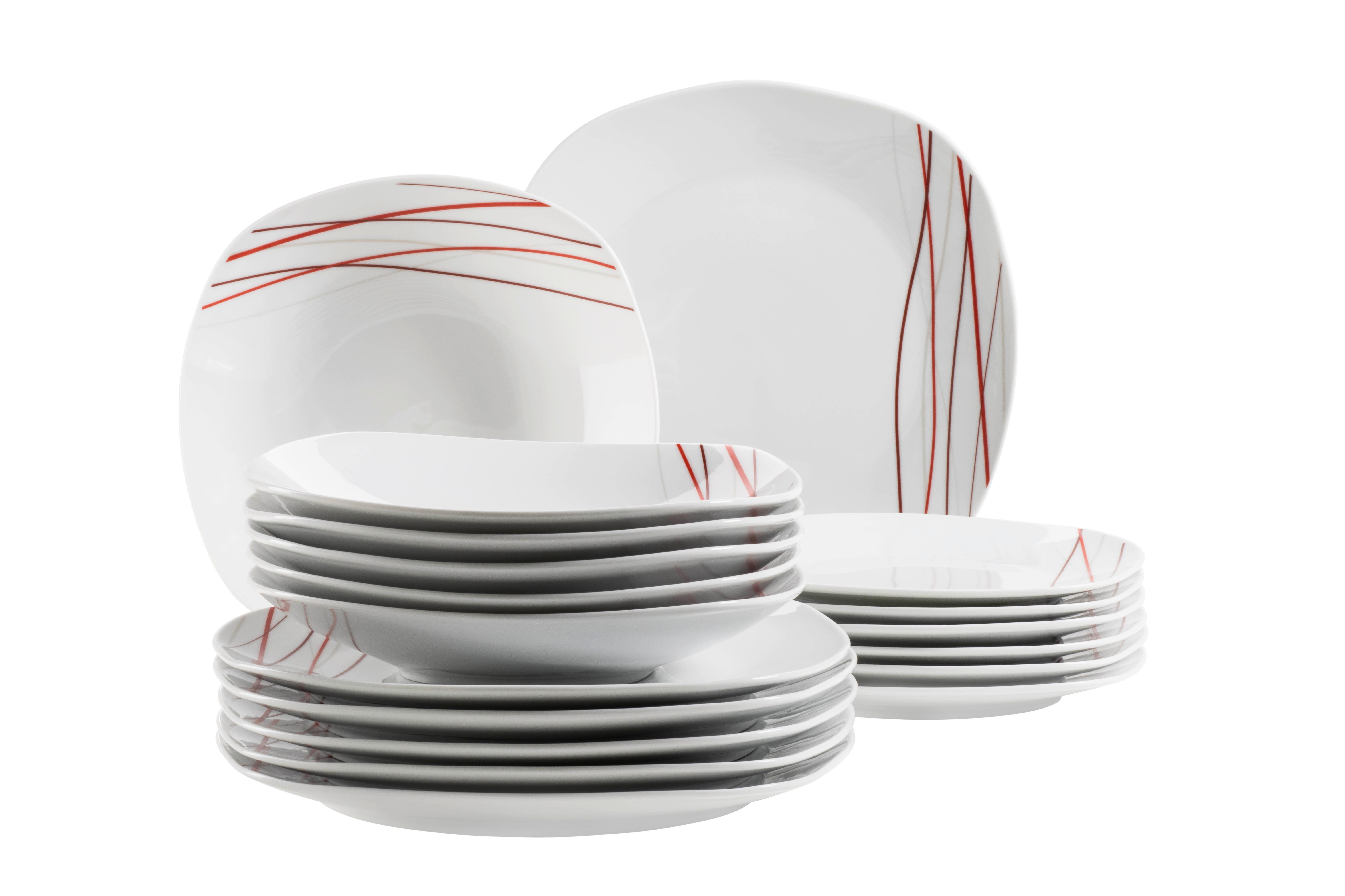 Tafelservice Sencilla 6 Personen Geschirr Set - Weiß, Basics, Keramik - Mäser
