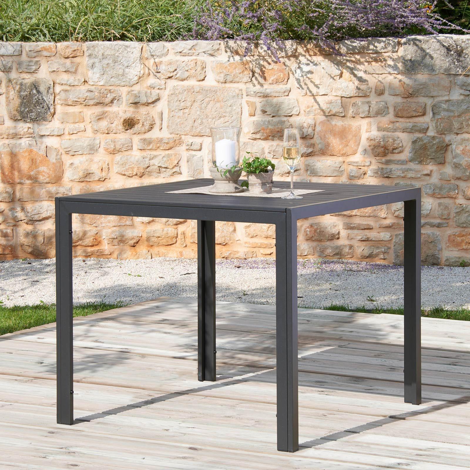 Gartentisch Milano Metall/ Kunststoff L: 90 cm - Dunkelgrau/Schwarz, MODERN, Kunststoff/Metall (90/74/90cm) - Beldano