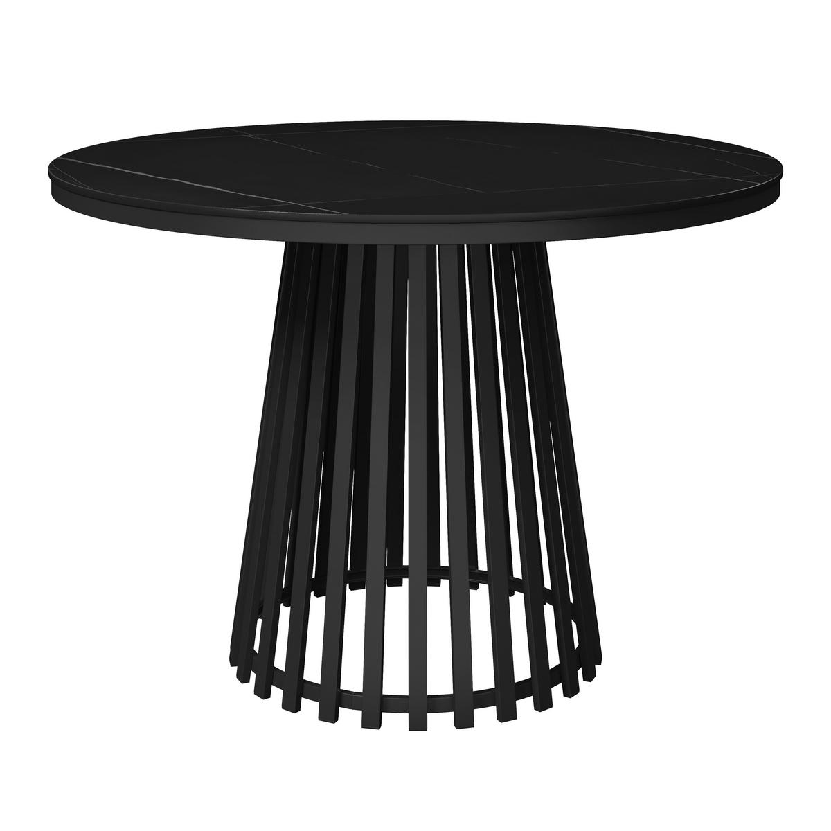 Jedálenský stôl Pela, P: 110 cm - čierna, Modern, kov/kompozitné drevo (110/110/75cm) - Bessagi Home